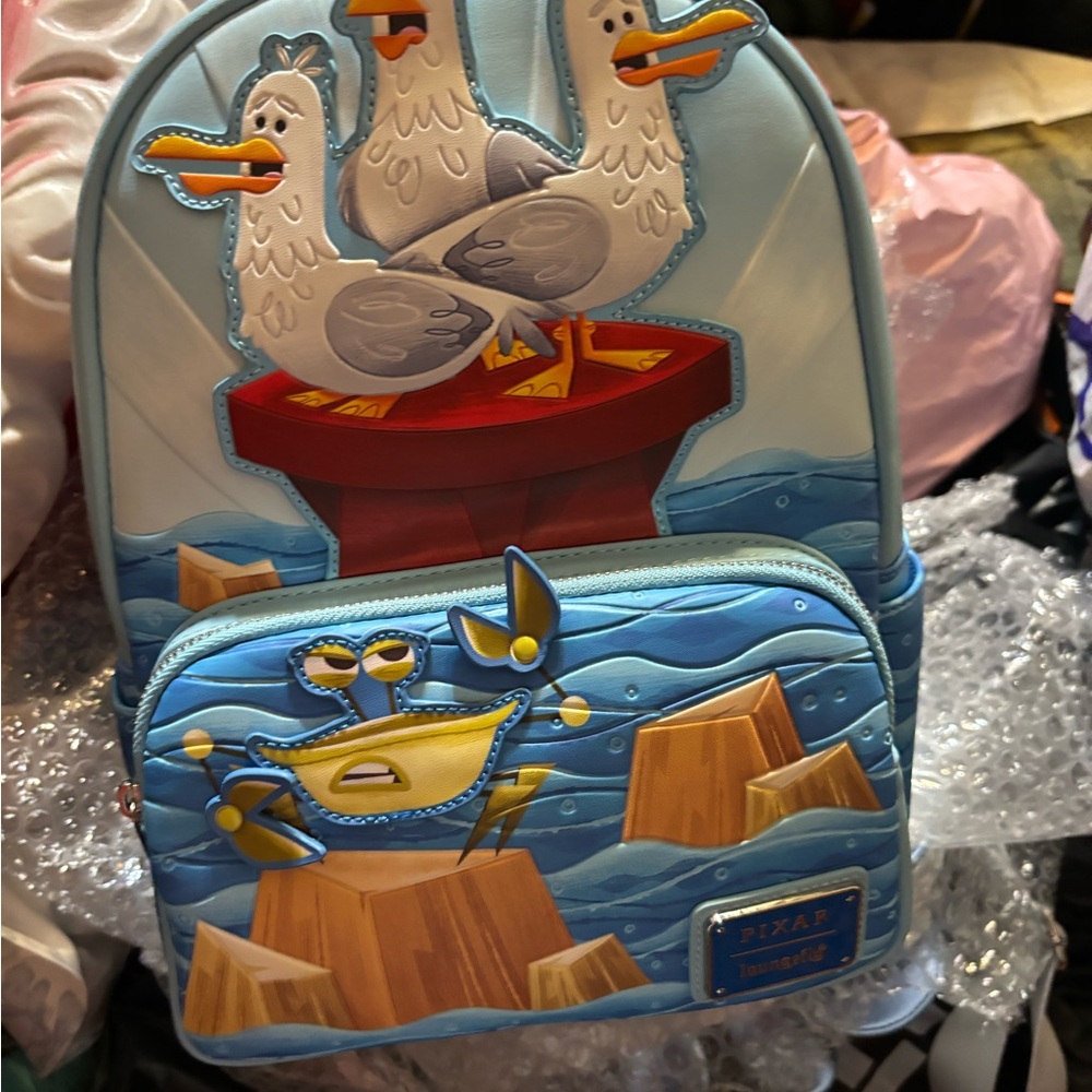 Disney Pixar Seagull and Crab Backpack - Blue and Gray